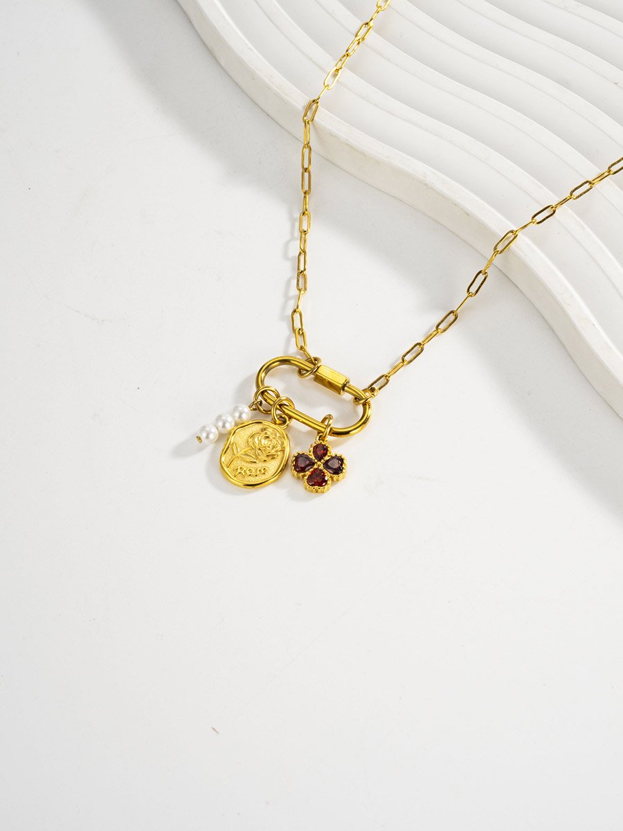 Rose Charm Pendant Chain Necklace