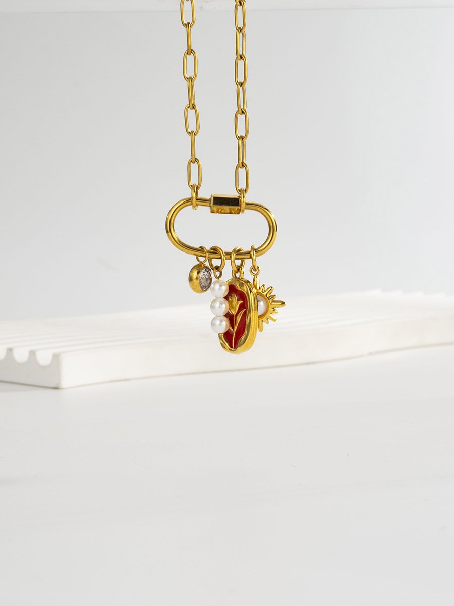 Women Gold Charm Pendant Necklace