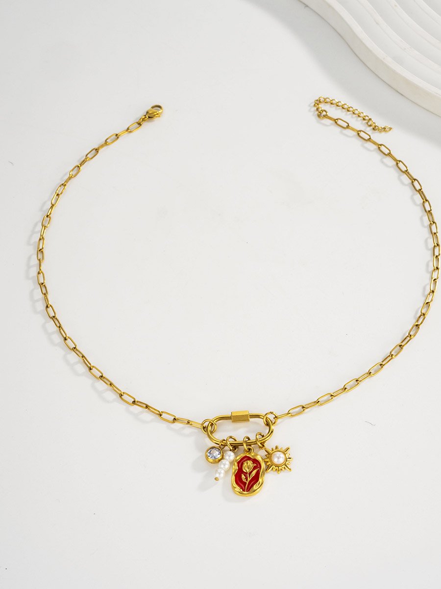 Women Gold Charm Pendant Necklace