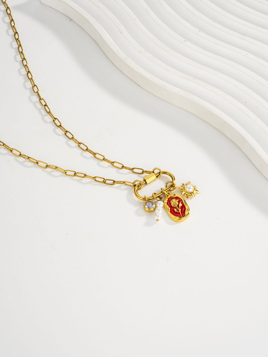 Women Gold Charm Pendant Necklace