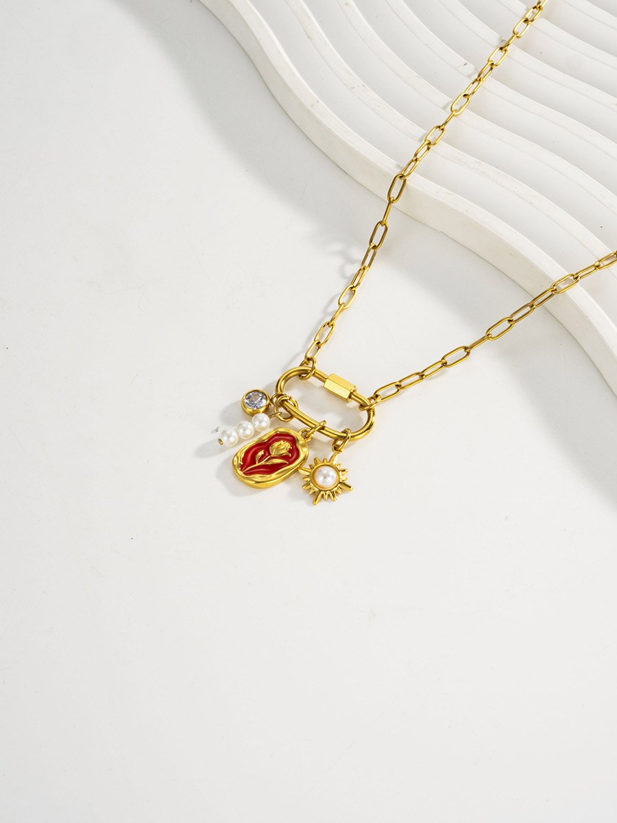 Women Gold Charm Pendant Necklace