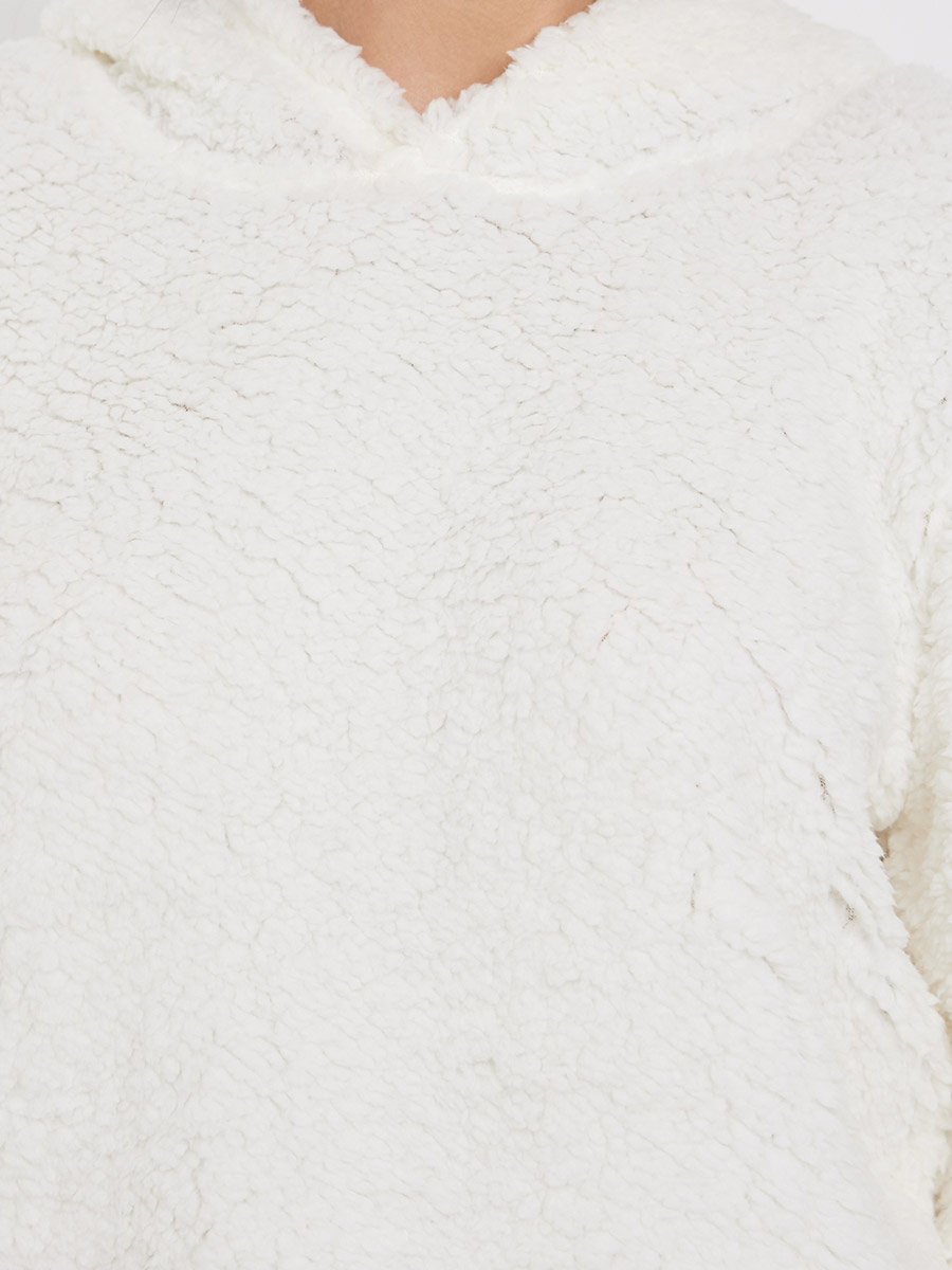 White Fleece Hoodie and Long Pyjama Set