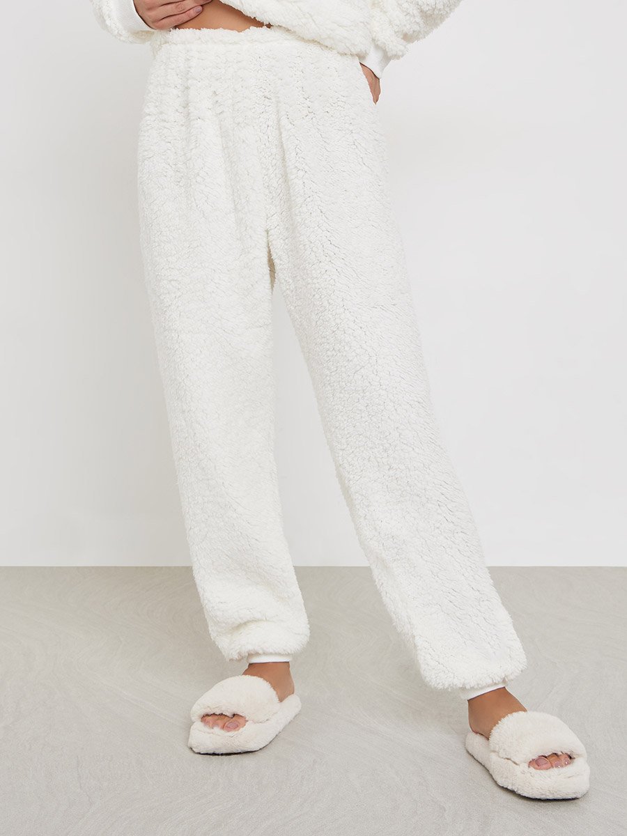 White Fleece Hoodie and Long Pyjama Set