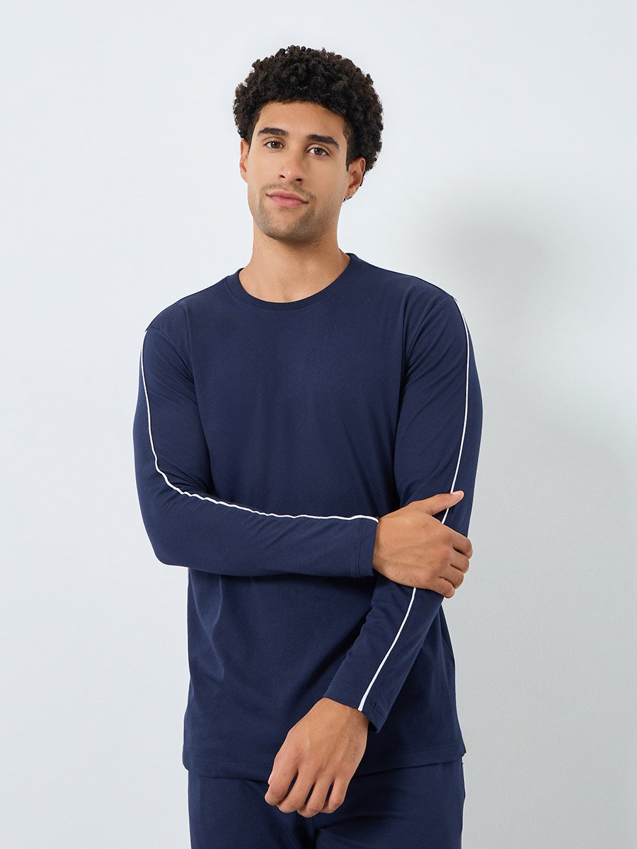 Men Solid Long Sleeves T-Shirt and Pyjama Set