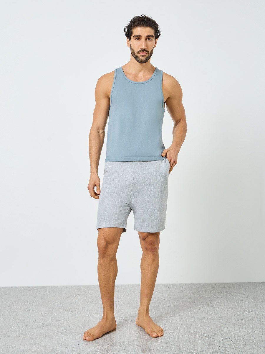 Men Blue Cotton Vest
