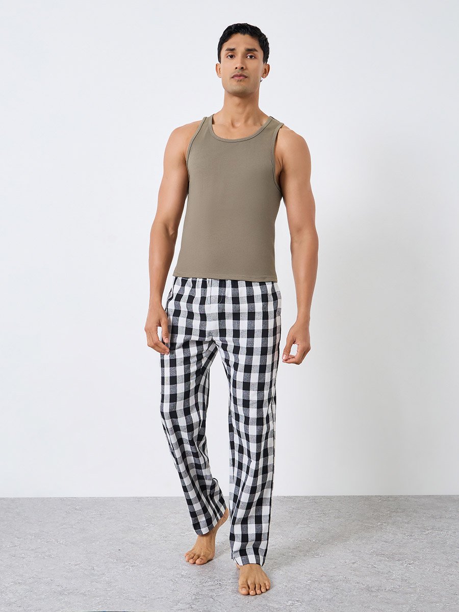 Men Olive Cotton Tank