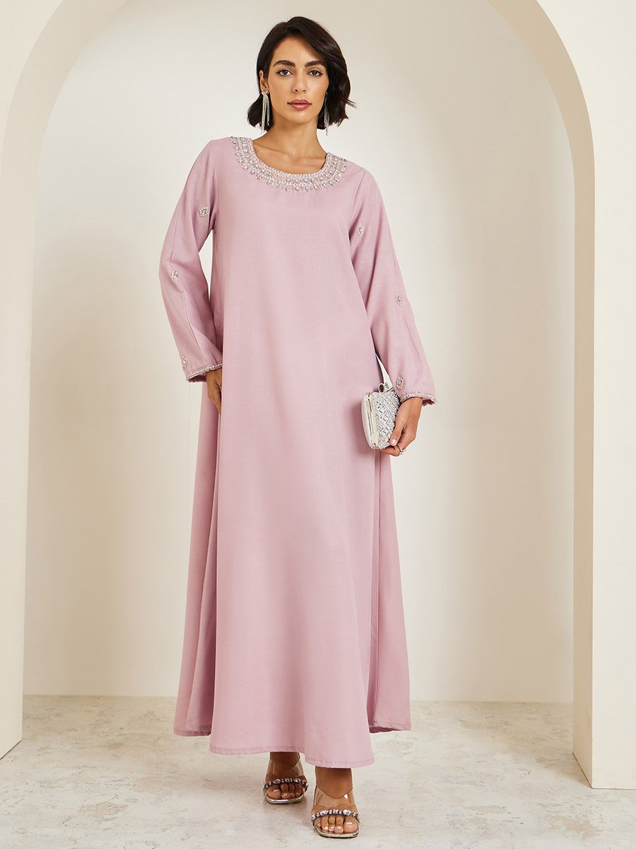 Women Pink Embellished A-Line Jalabiya
