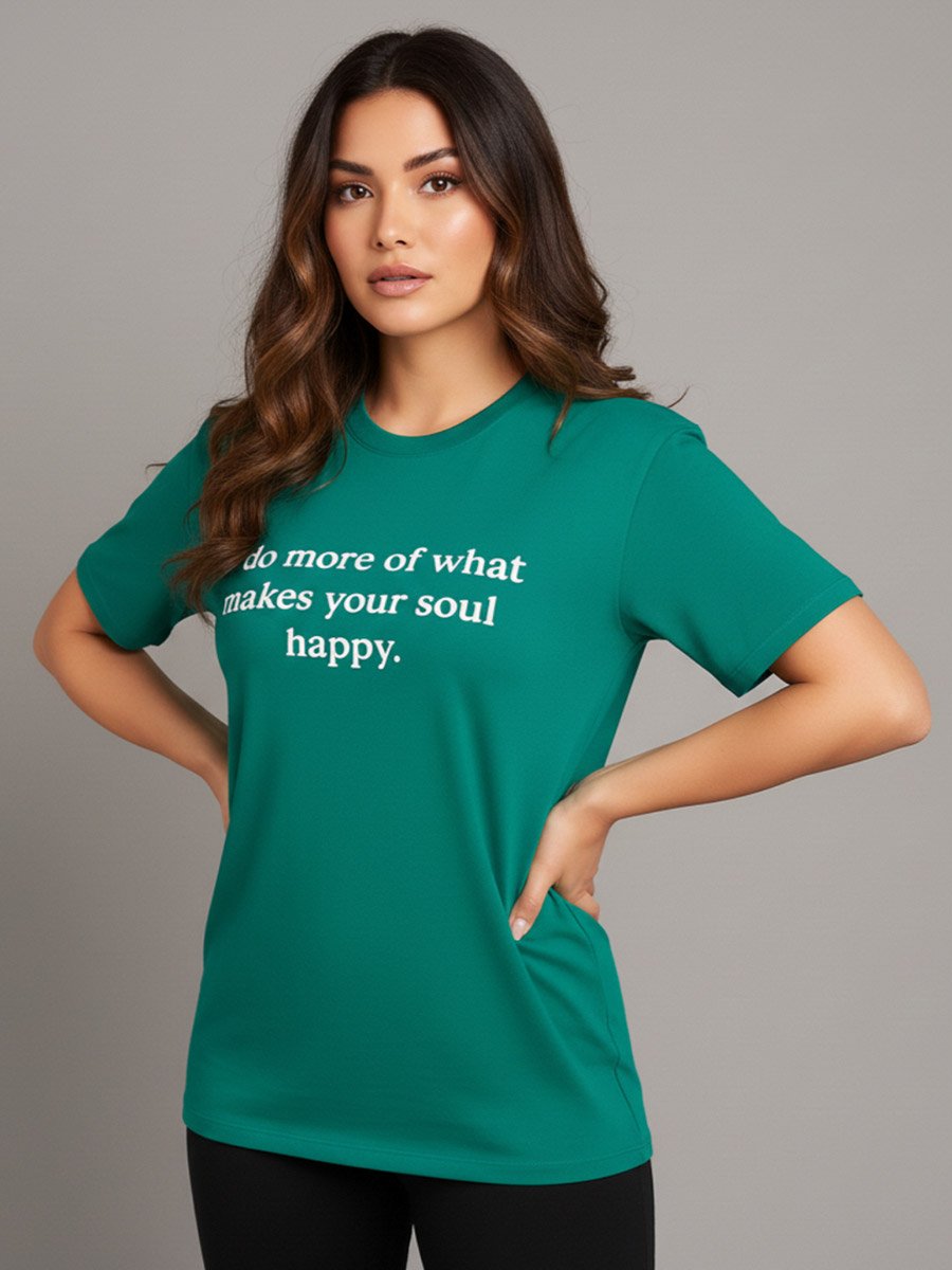 Women Green Slogan Print T-Shirt