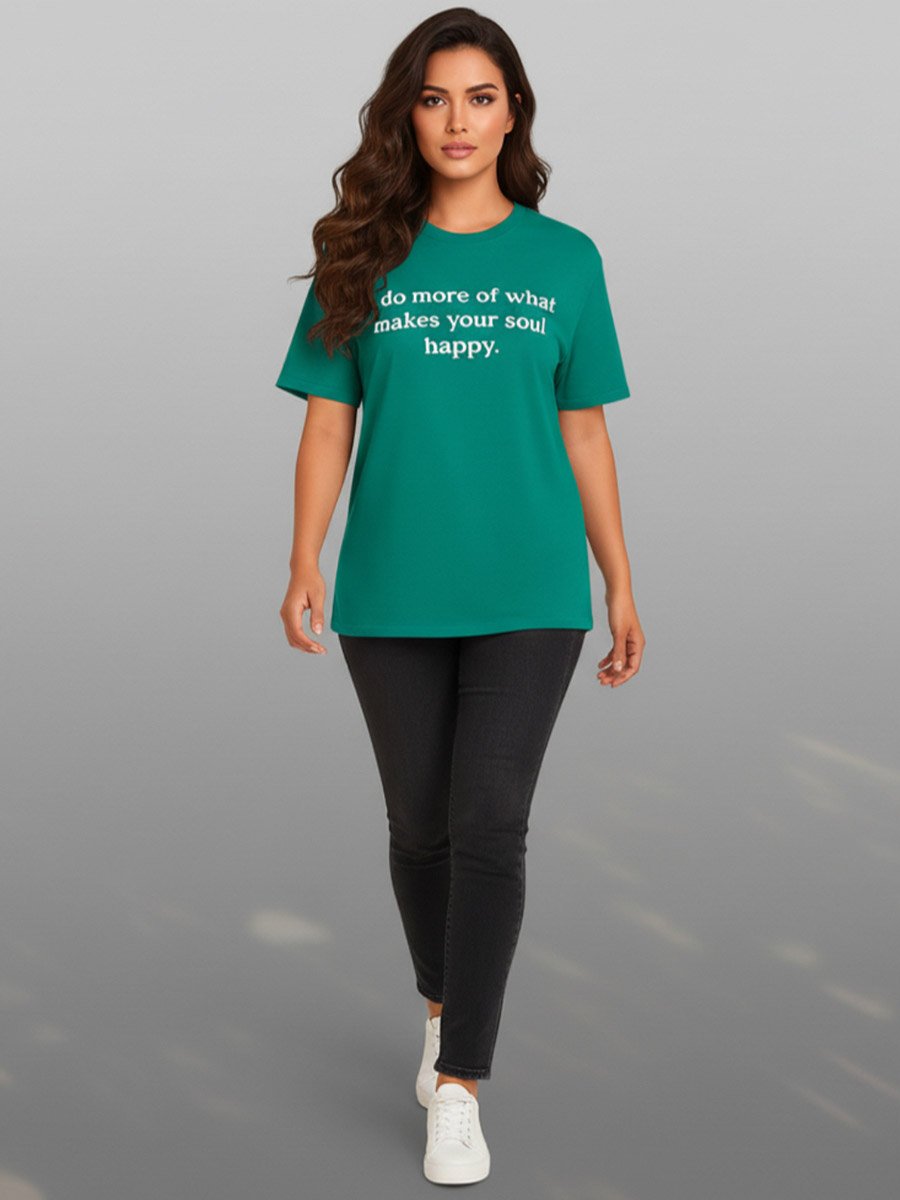 Women Green Slogan Print T-Shirt