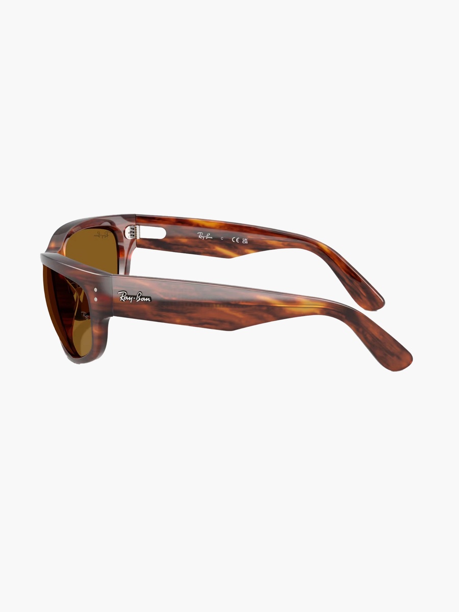 Striped Havana Sunglasses with UV Protection Brown Lens