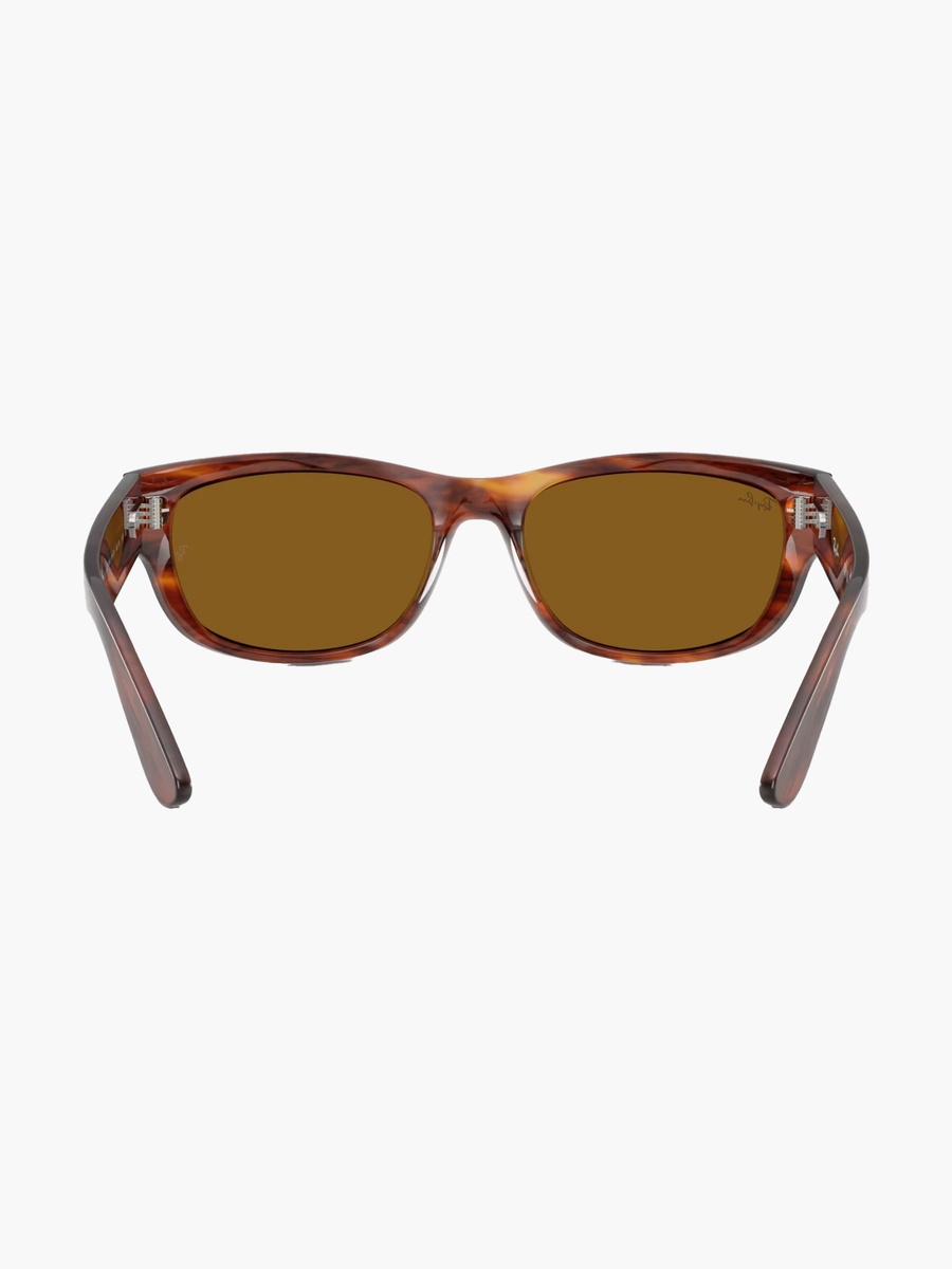 Striped Havana Sunglasses with UV Protection Brown Lens