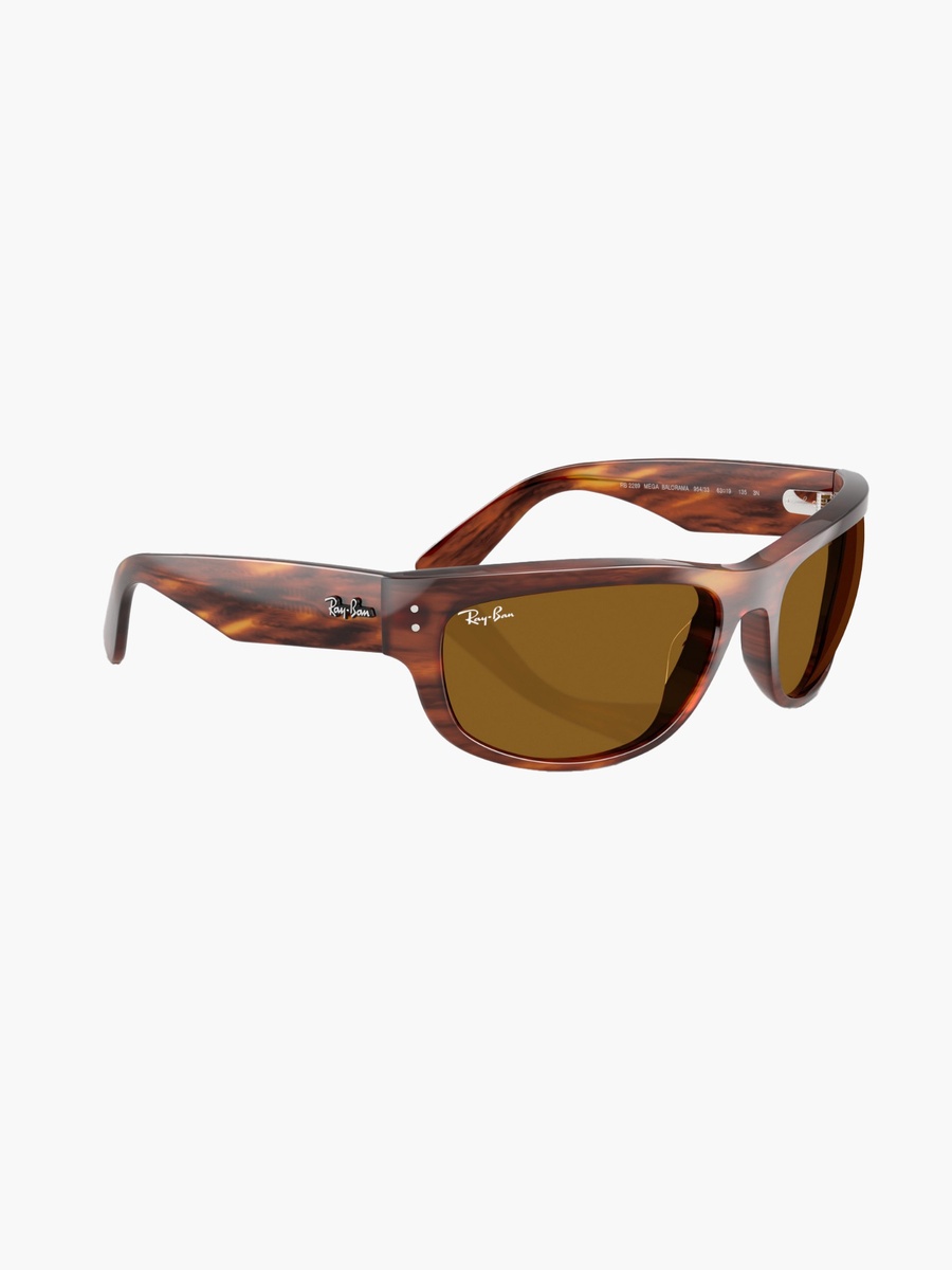 Striped Havana Sunglasses with UV Protection Brown Lens