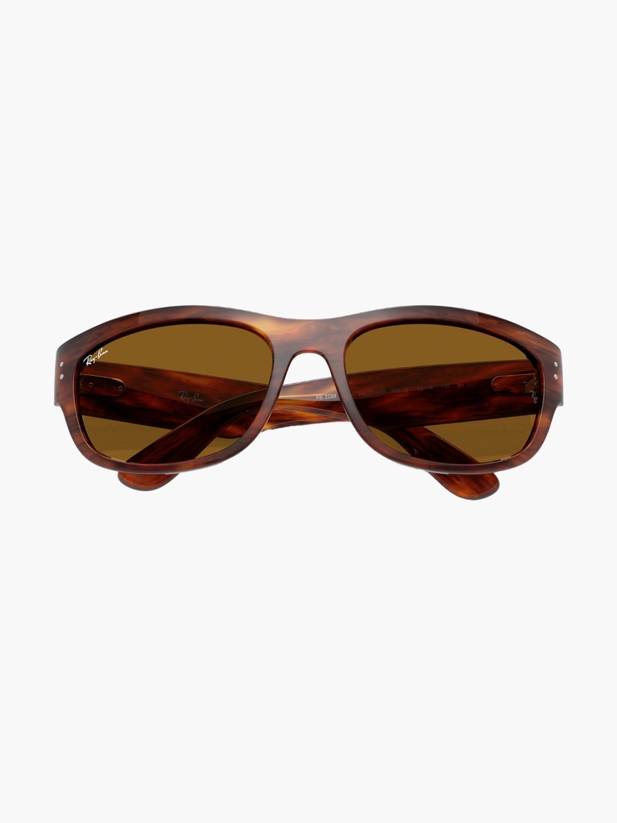 Striped Havana Sunglasses with UV Protection Brown Lens