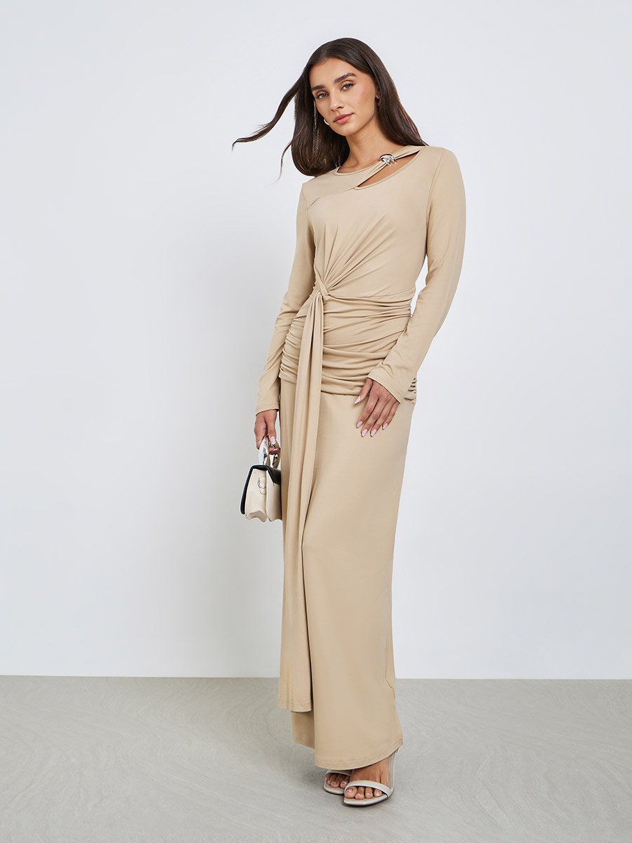 ruffle layered maxi dress Button Front Ruffle Tiered Maxi Dress M / Off White main image 1