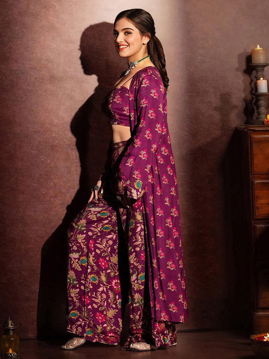 Floral Kimono, Crop Top and Pants Co-Ords