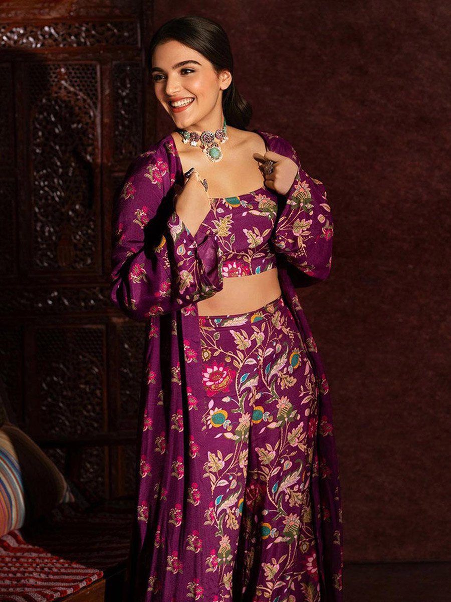 Floral Kimono, Crop Top and Pants Co-Ords