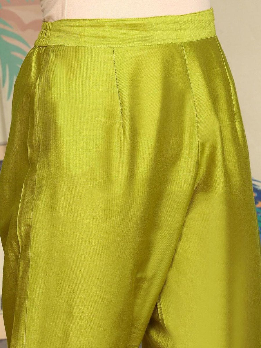 Women Yellow Floral Kurta with Pants and Dupatta Set