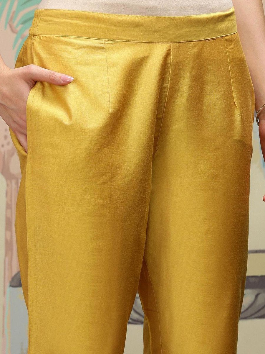 Women Yellow Kurta with Pants and Dupatta Set