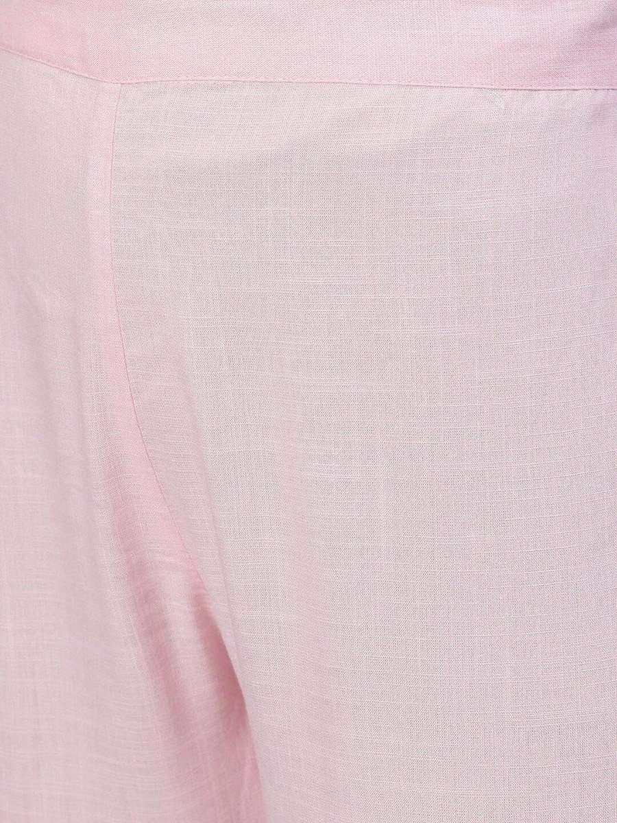 Pink Embroidered Kurta with Trousers and Dupatta Set