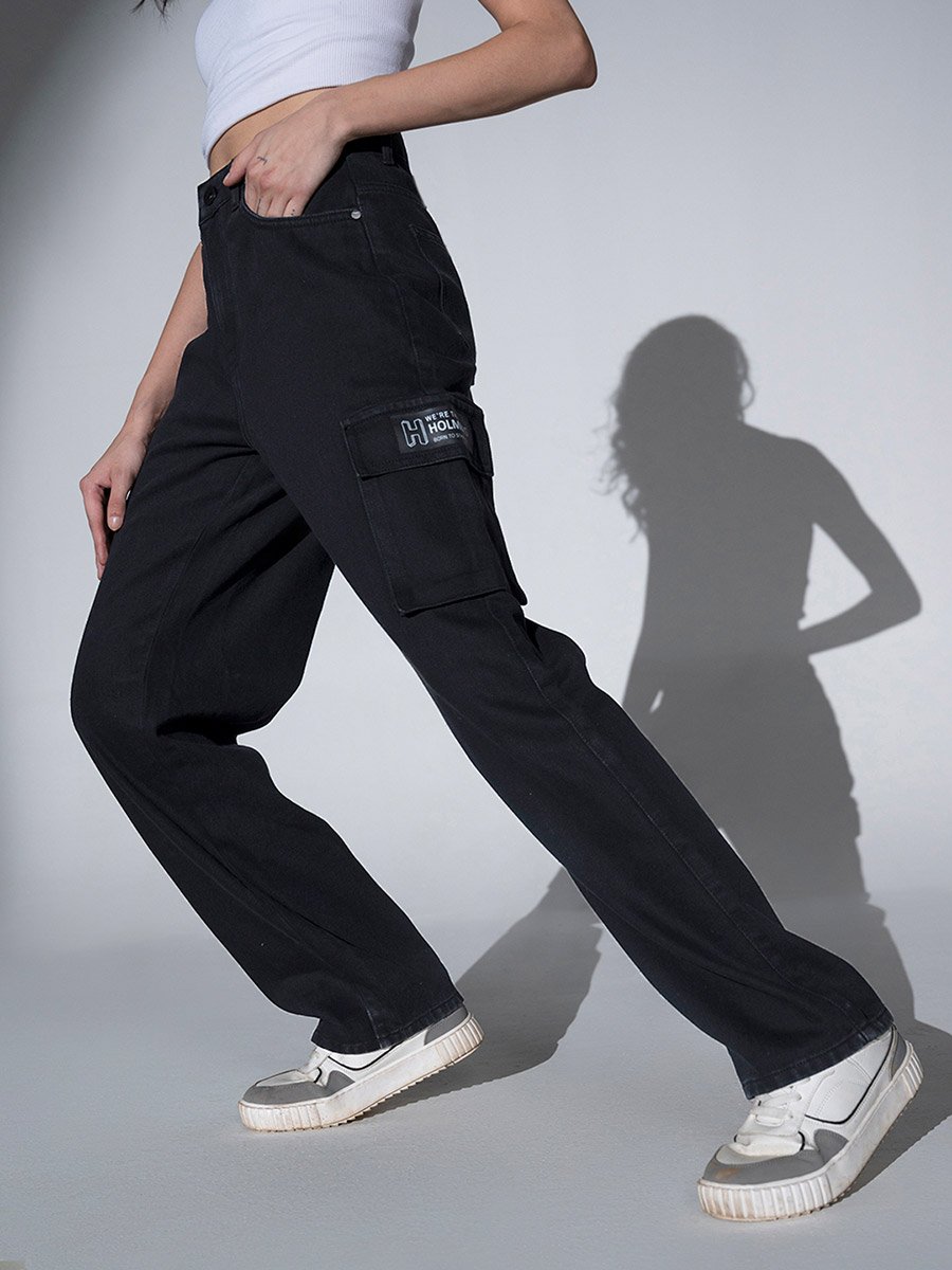Women Black High-Rise Regular Fit Jeans