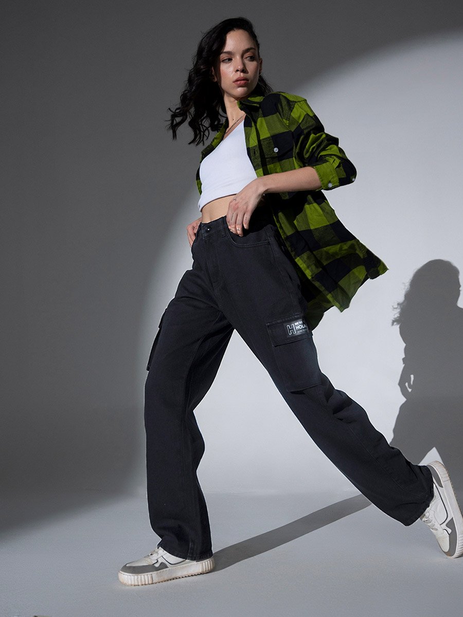 Women Black High-Rise Regular Fit Jeans