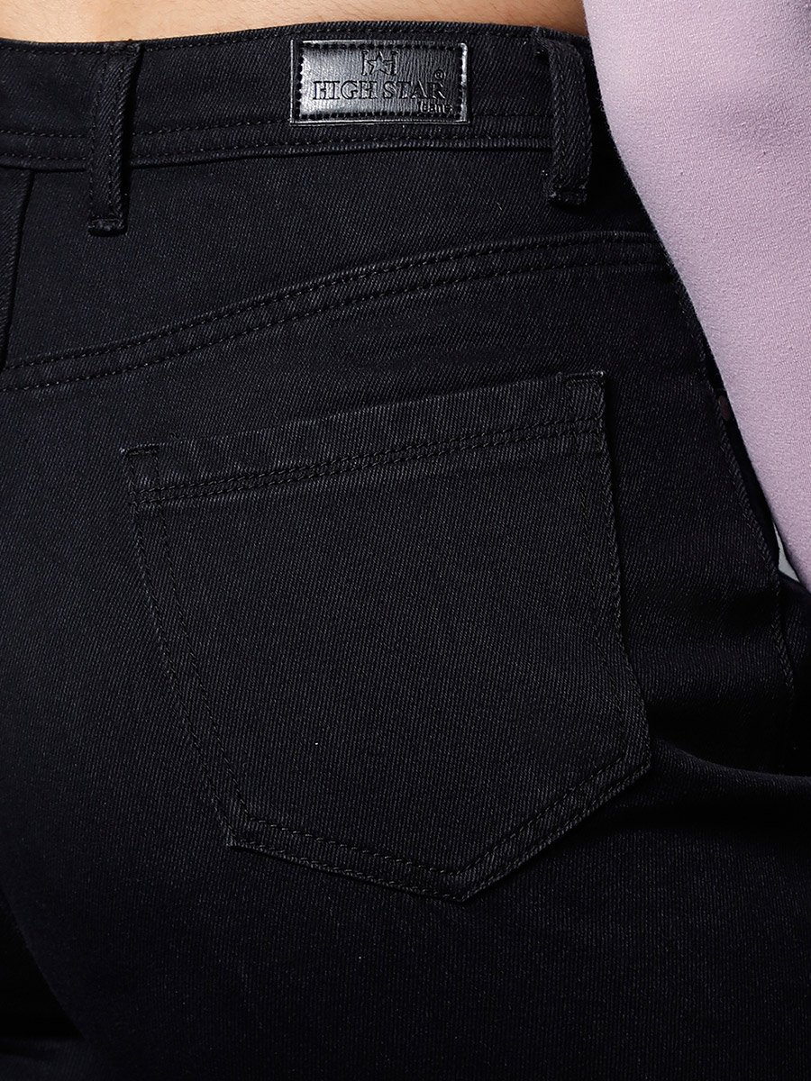 Women Black High-Rise Ripped Knee Jeans