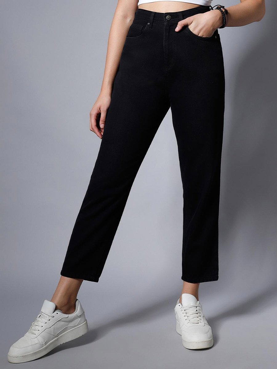 Black High Rise Mom Fit Jeans