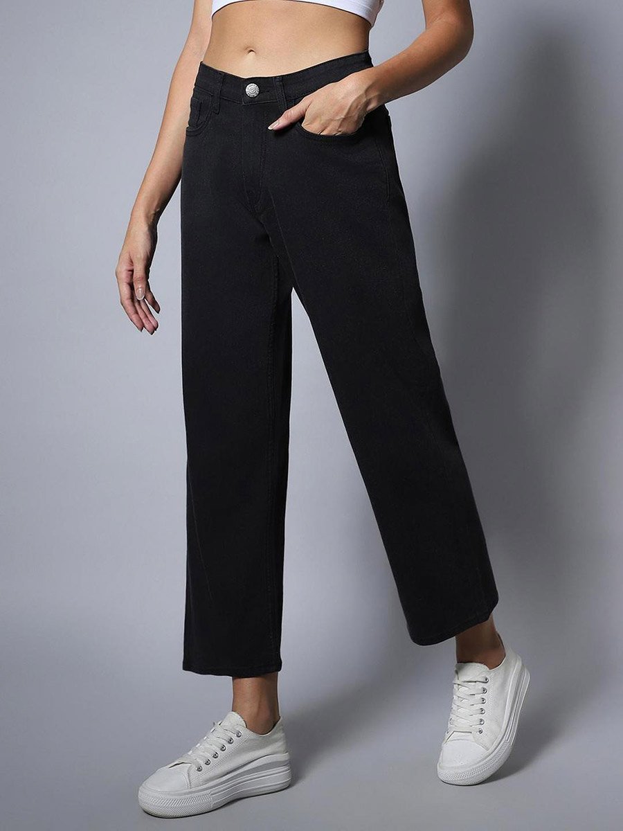 Women Stretch Dad Fit Heavy Faded Jeans