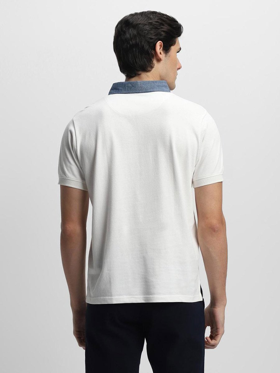 Men White Plain Cotton Polo