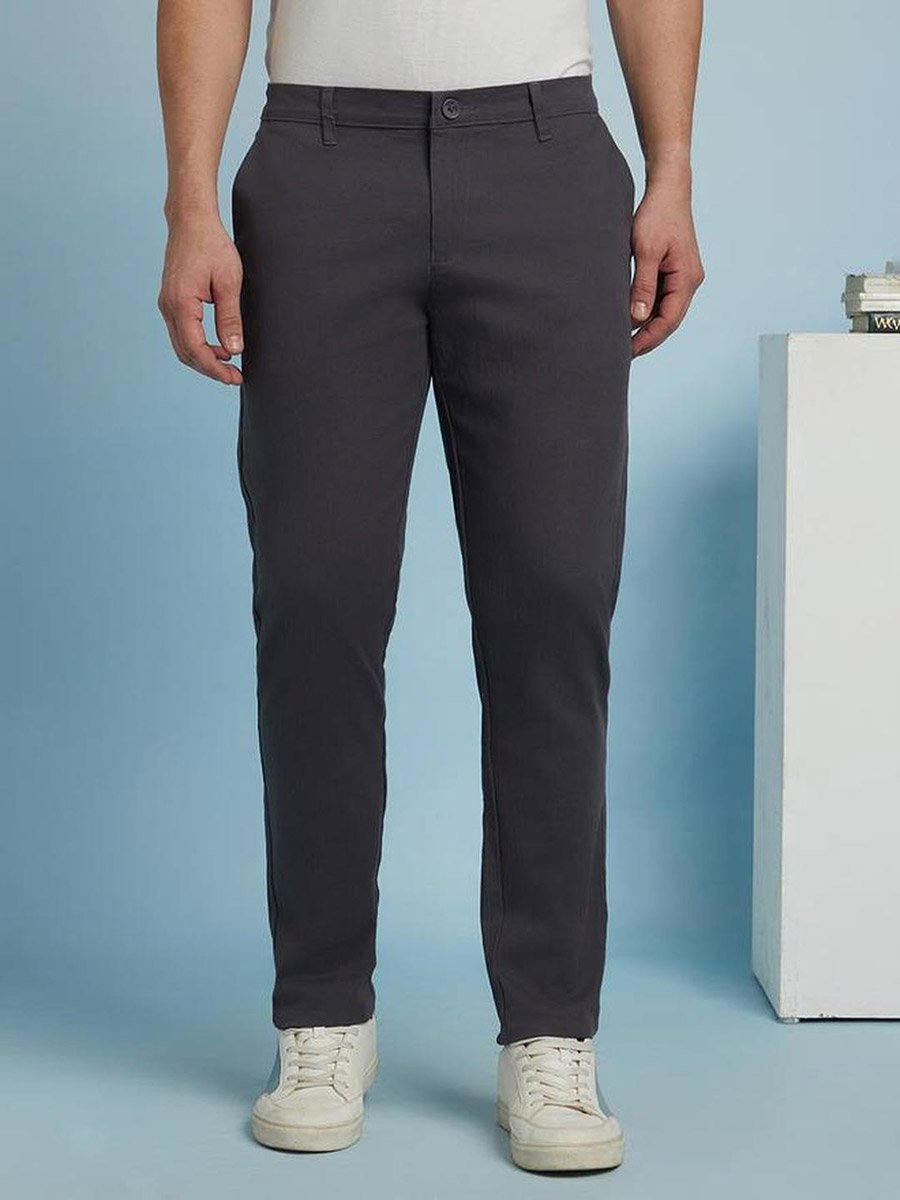 Men Grey Solid Slim Fit Chino Pants
