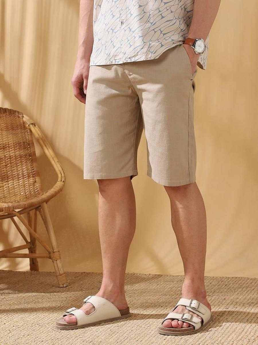Men Solid Regular Fit Casual Cotton Shorts