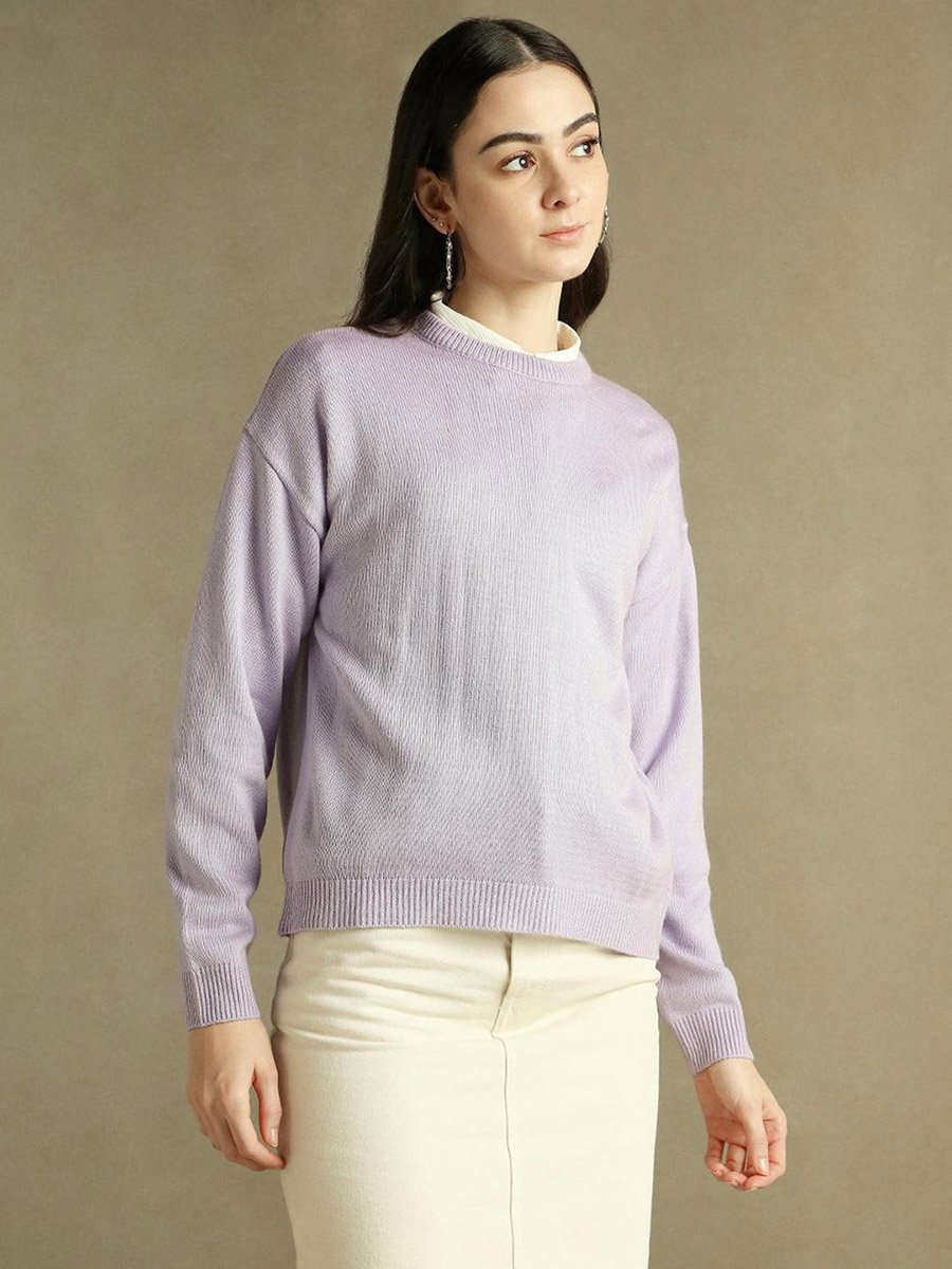 Lilac Round Neck Knit Sweater