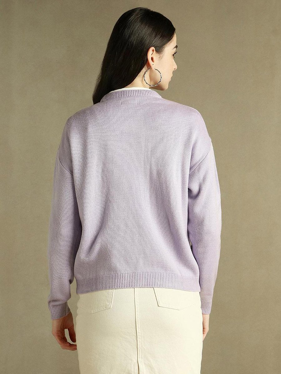 Lilac Round Neck Knit Sweater