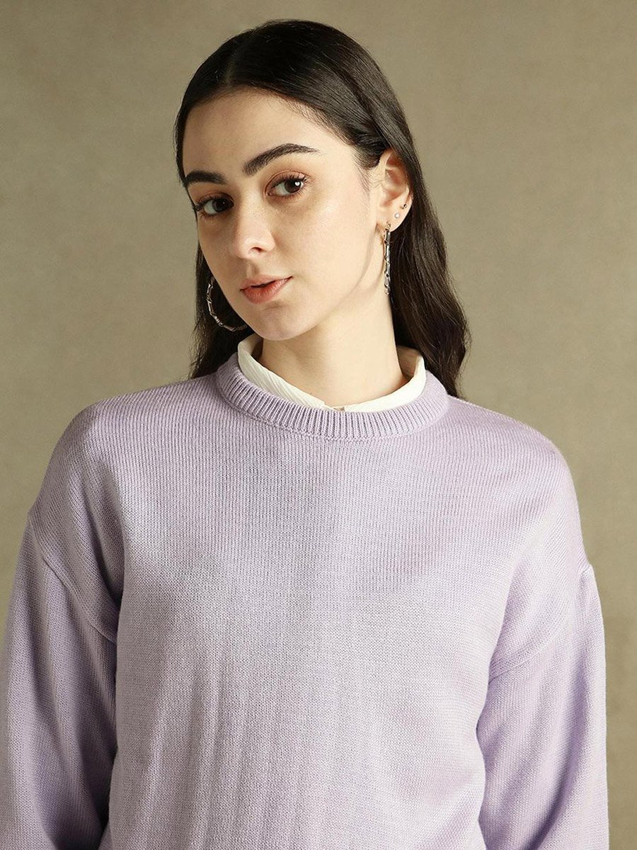 Lilac Round Neck Knit Sweater