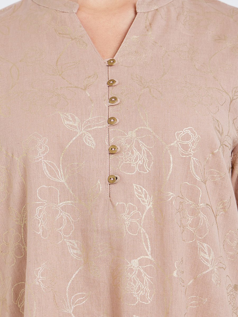 Women Pink Floral Jacquard A-Line Jalabiya