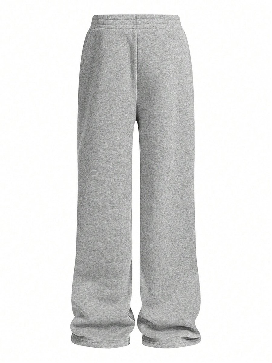 Solid Pocket Detail Elastic Waist Wide Leg Pants