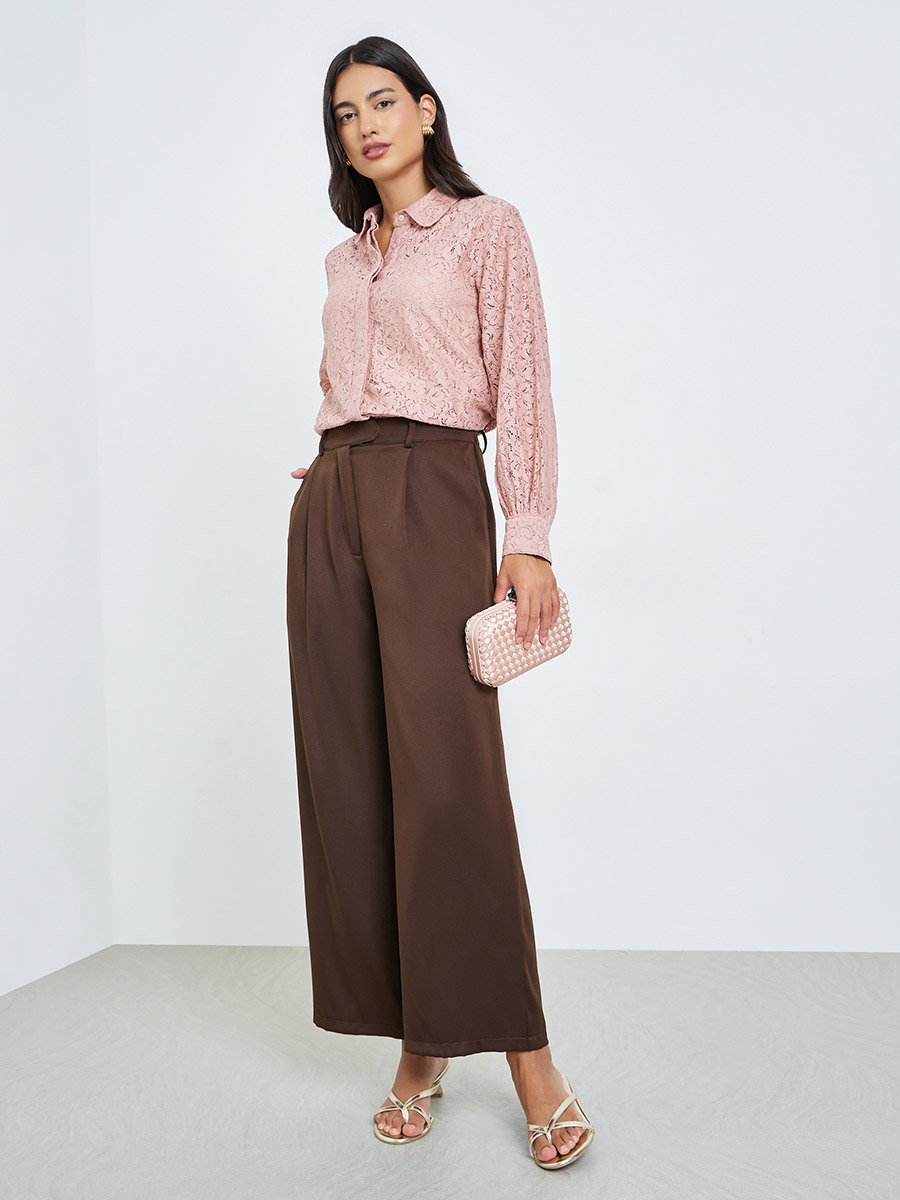 Pink Lace Long Sleeve Shirt