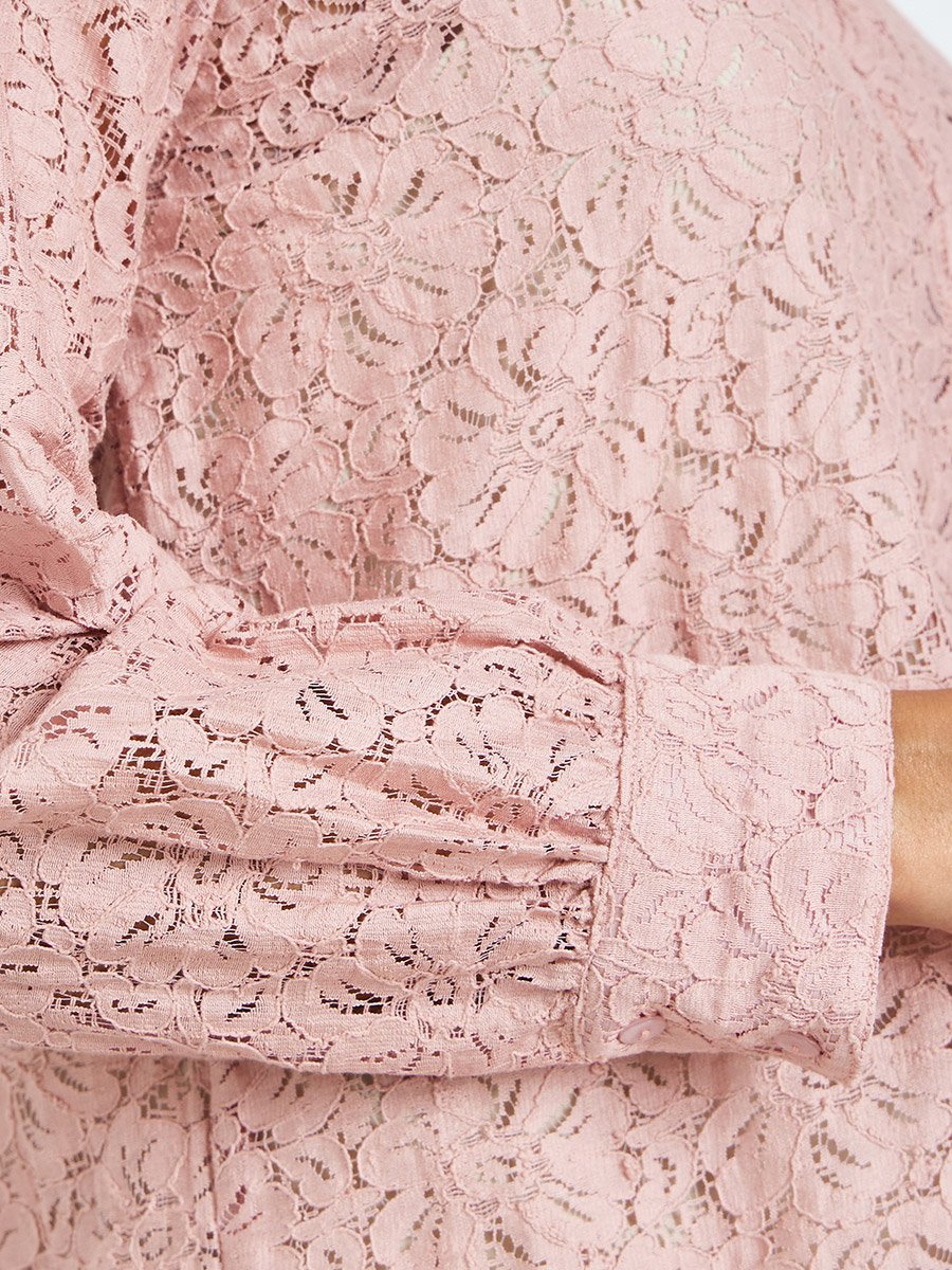 Pink Lace Long Sleeve Shirt
