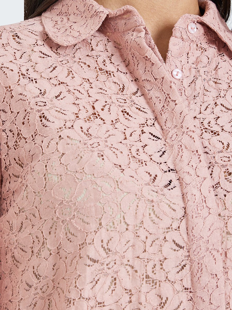 Pink Lace Long Sleeve Shirt