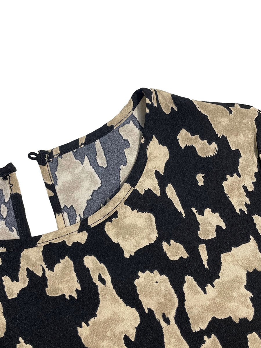 Women All-Over Printed Balloon Sleeve Mini Dress