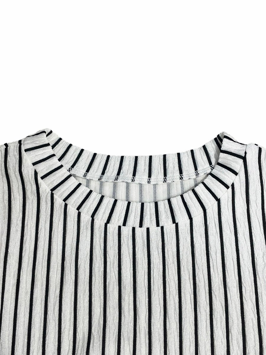 Women Striped Drawstring Waist Mini Dress