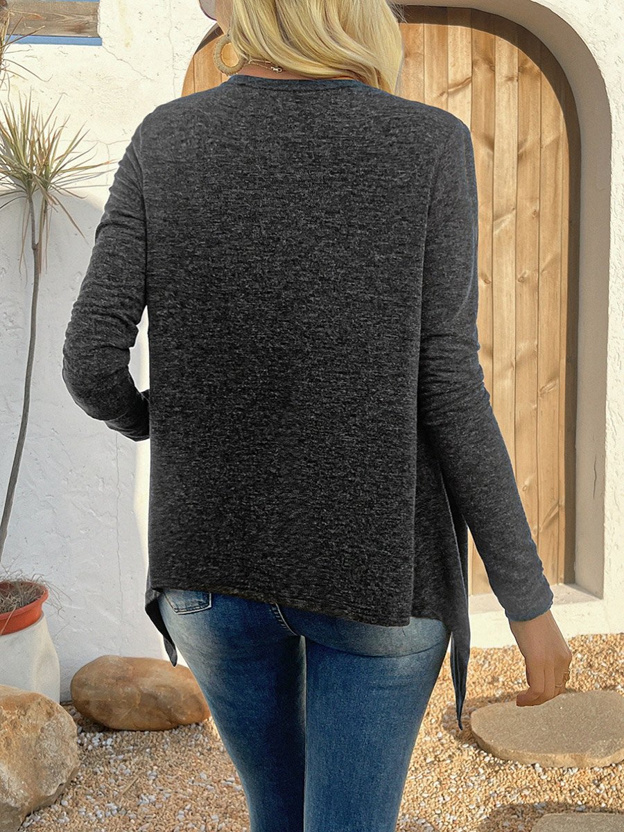 كارديجان محبوك سادة بأكمام طويلة