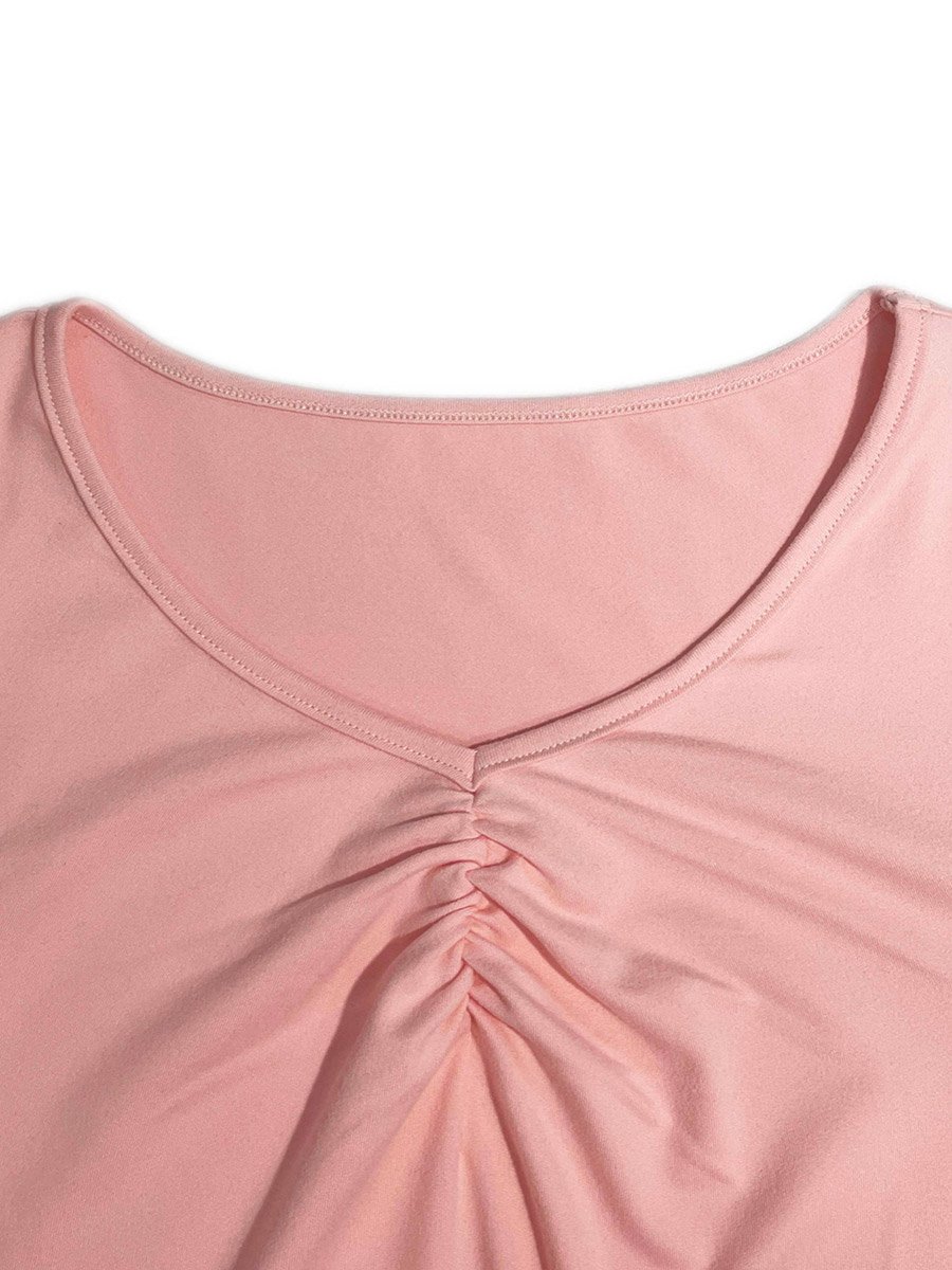 Women Pink Long Sleeve A-Line Mini Dress