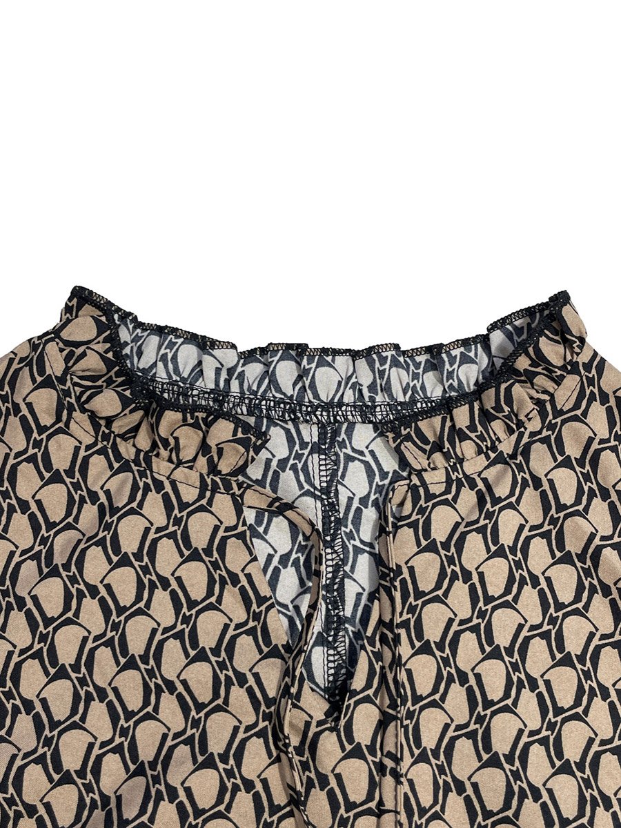 Women All-Over Printed Ruffle Detail Midi Dress