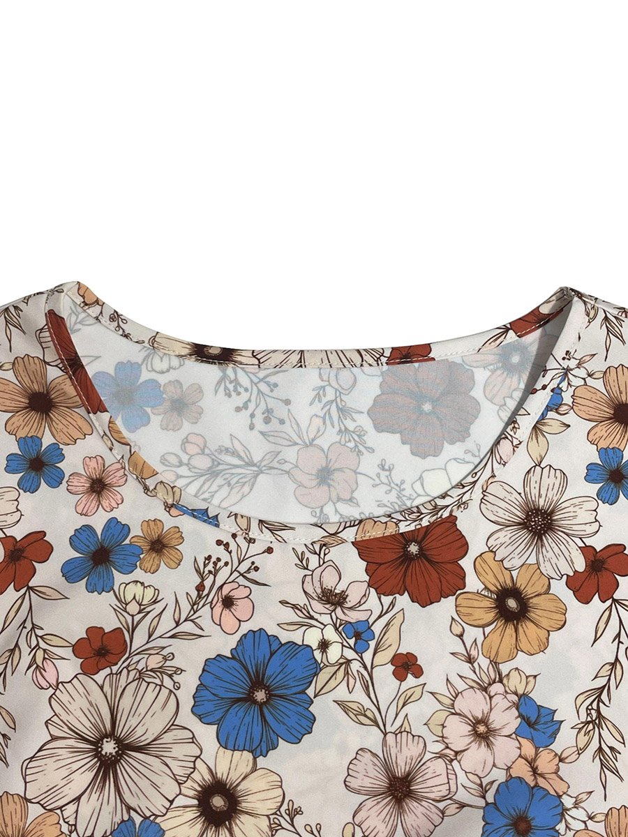 Women Floral Printed Long Sleeve Mini Dress