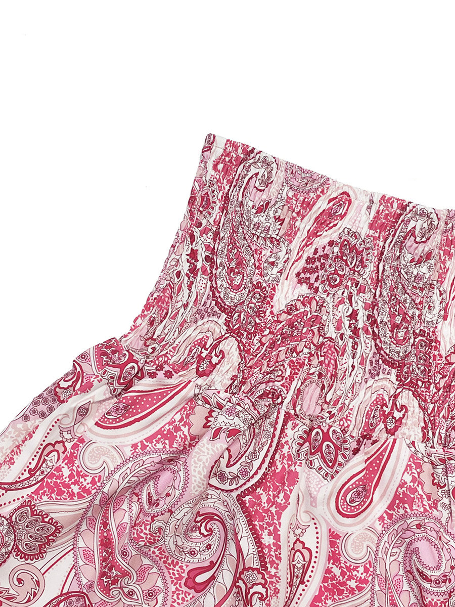 Women Pink Paisley Maxi Skirt