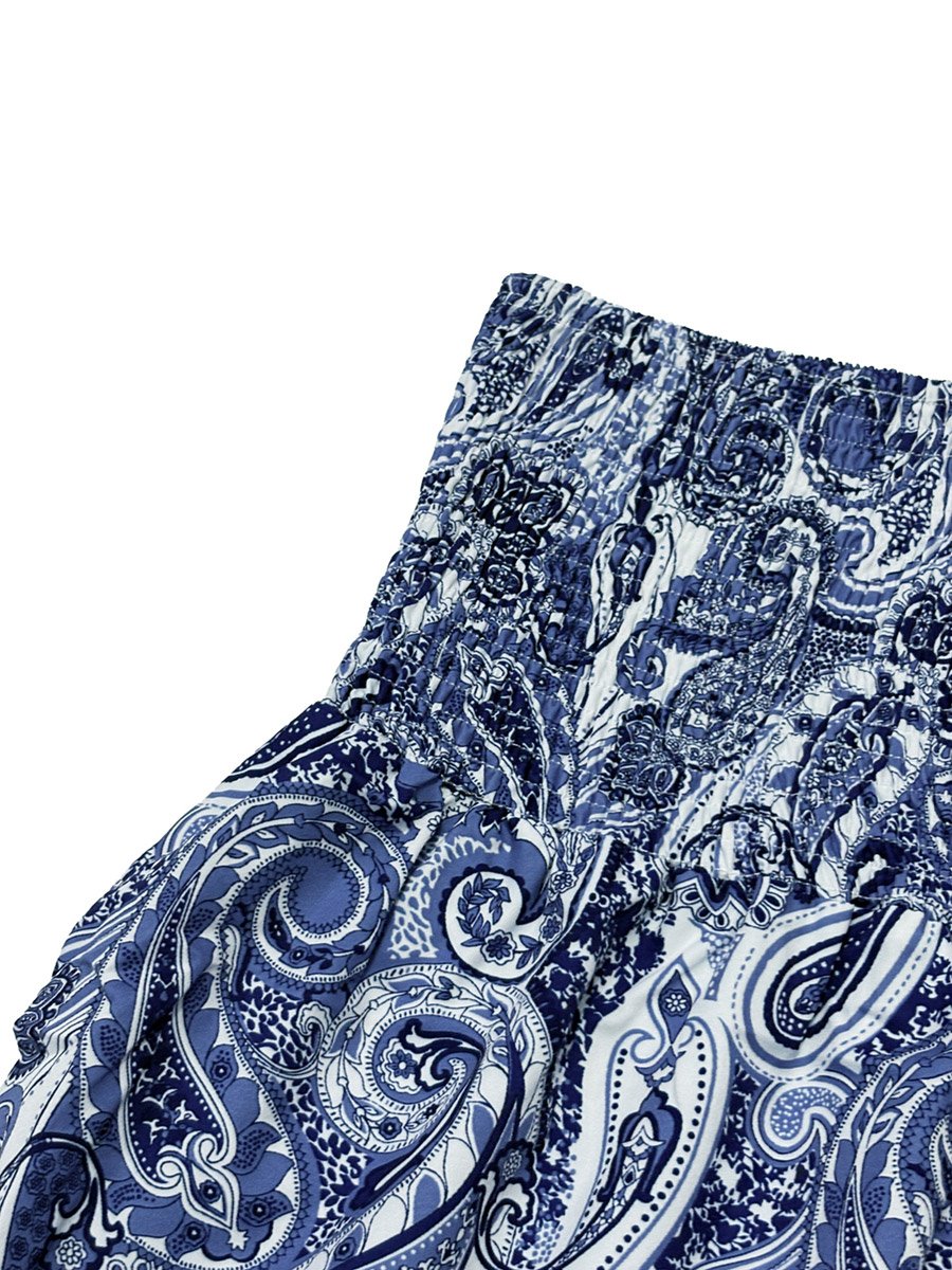 Women Blue Paisley Maxi Skirt