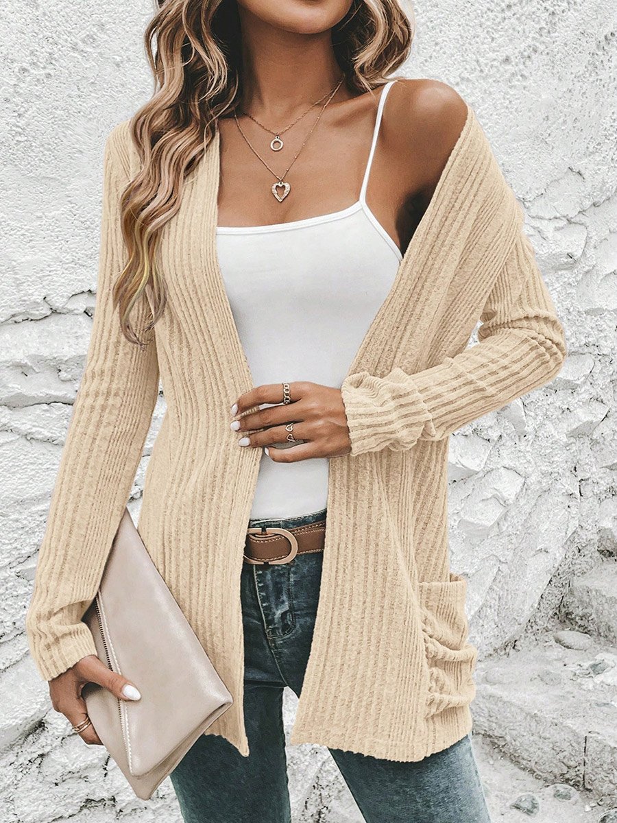 Women Ribbed Knit Front Open Shrug