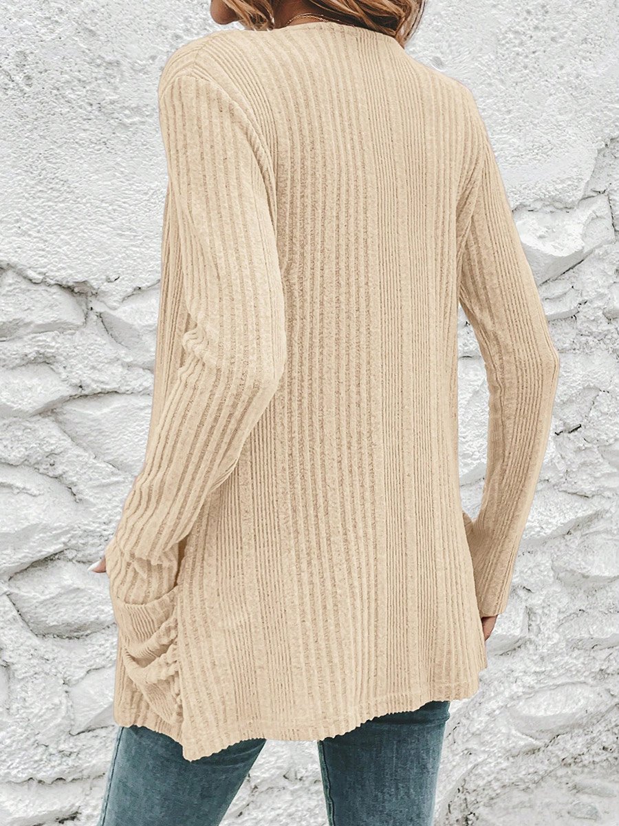Women Ribbed Knit Front Open Shrug