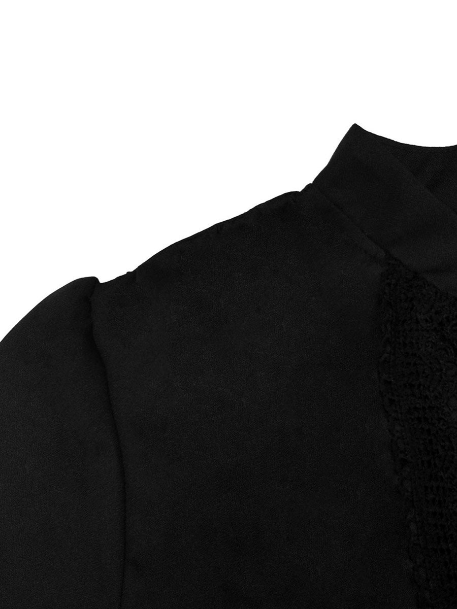 Women Black Cut-Out Detail Balloon Sleeve Maxi Dress